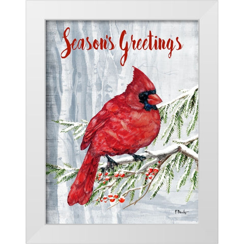 Crimson Cardinal Vertical I White Modern Wood Framed Art Print by Brent, Paul