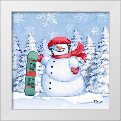Icy Snowman II White Modern Wood Framed Art Print by Brent, Paul