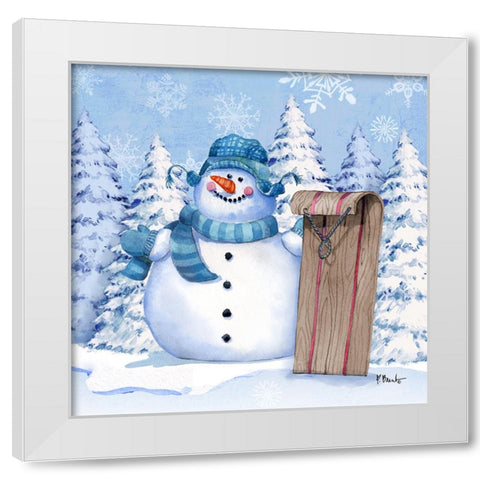 Icy Snowman IV White Modern Wood Framed Art Print by Brent, Paul
