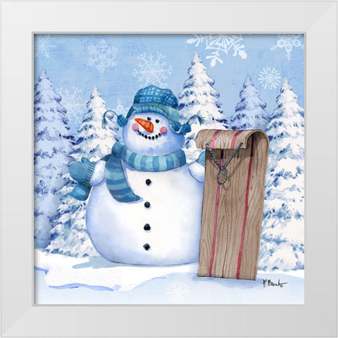 Icy Snowman IV White Modern Wood Framed Art Print by Brent, Paul