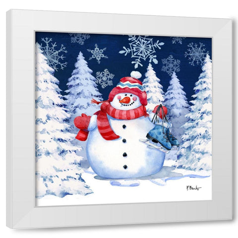 Icy Snowman VI - Navy White Modern Wood Framed Art Print by Brent, Paul