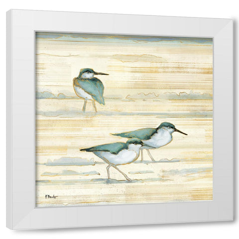 Oceanside Sandpipers I - Golden White Modern Wood Framed Art Print by Brent, Paul