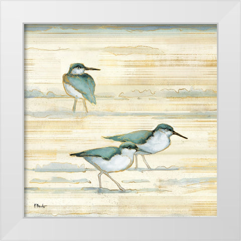 Oceanside Sandpipers I - Golden White Modern Wood Framed Art Print by Brent, Paul
