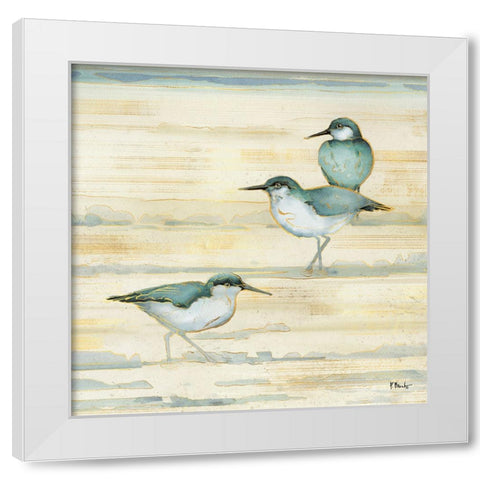 Oceanside Sandpipers II - Golden White Modern Wood Framed Art Print by Brent, Paul