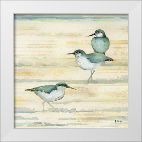 Oceanside Sandpipers II - Golden White Modern Wood Framed Art Print by Brent, Paul