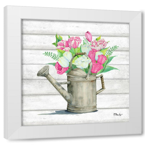 Tin Florals II White Modern Wood Framed Art Print by Brent, Paul