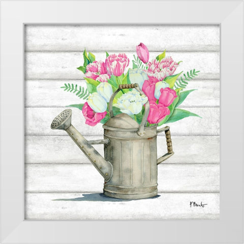Tin Florals II White Modern Wood Framed Art Print by Brent, Paul