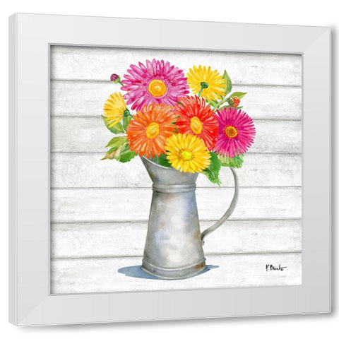 Tin Florals IV White Modern Wood Framed Art Print by Brent, Paul