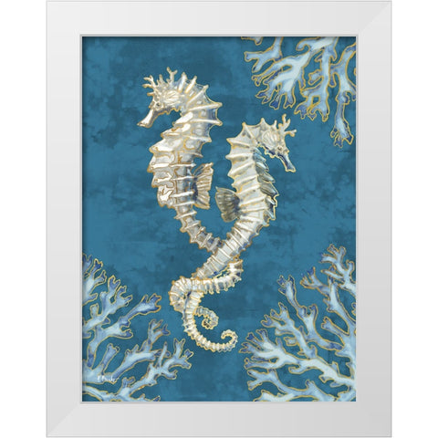 Playa Sealife Vertical II - Indigo White Modern Wood Framed Art Print by Brent, Paul