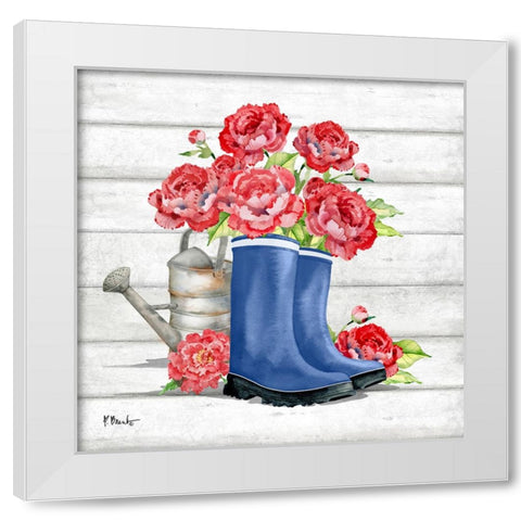 Floral Rain Boots I White Modern Wood Framed Art Print by Brent, Paul