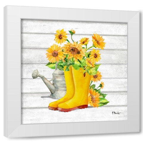 Floral Rain Boots II White Modern Wood Framed Art Print by Brent, Paul
