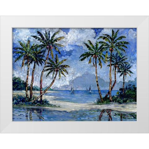 Impressions of Palms Horizontal I White Modern Wood Framed Art Print by Brent, Paul