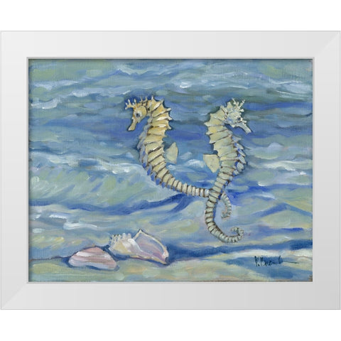 East Point Seahorses White Modern Wood Framed Art Print by Brent, Paul