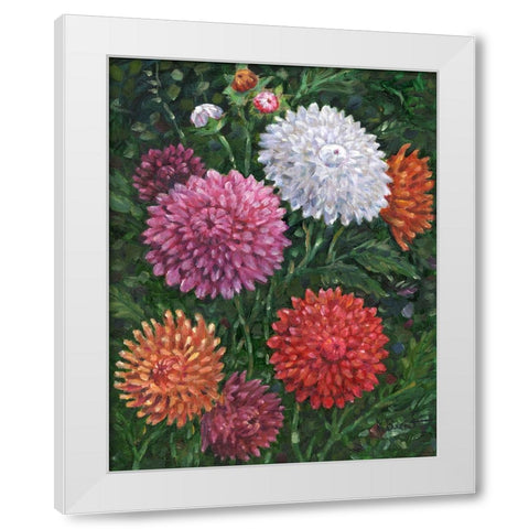 Impressions of Dahlias White Modern Wood Framed Art Print by Brent, Paul