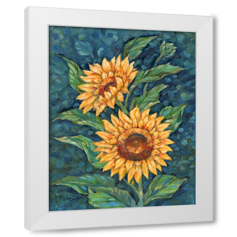 Impressions of Sunflowers III White Modern Wood Framed Art Print by Brent, Paul