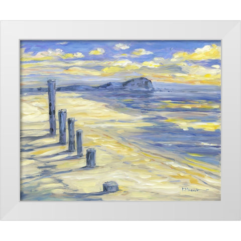 Pilings on the Beach White Modern Wood Framed Art Print by Brent, Paul