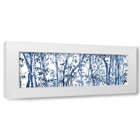 Bamboo Grove Horizontal - Blue White Modern Wood Framed Art Print by Brent, Paul