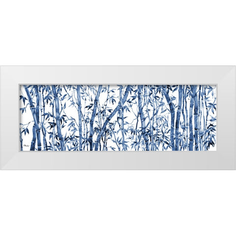 Bamboo Grove Horizontal - Blue White Modern Wood Framed Art Print by Brent, Paul
