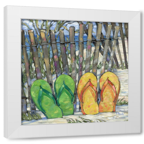 Impressions of Flip Flops Square I White Modern Wood Framed Art Print by Brent, Paul