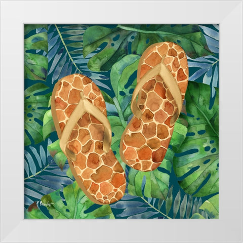 Animal Print Flip Flops III White Modern Wood Framed Art Print by Brent, Paul