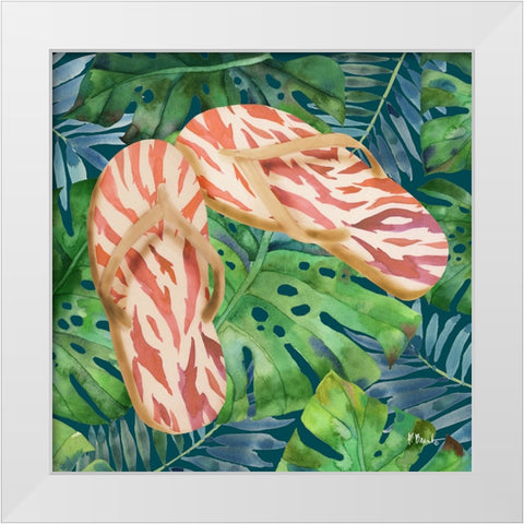 Animal Print Flip Flops IV White Modern Wood Framed Art Print by Brent, Paul
