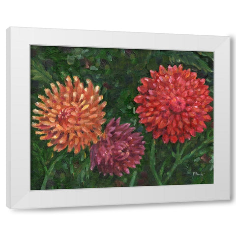 Impressions of Dahlias Horizontal II White Modern Wood Framed Art Print by Brent, Paul