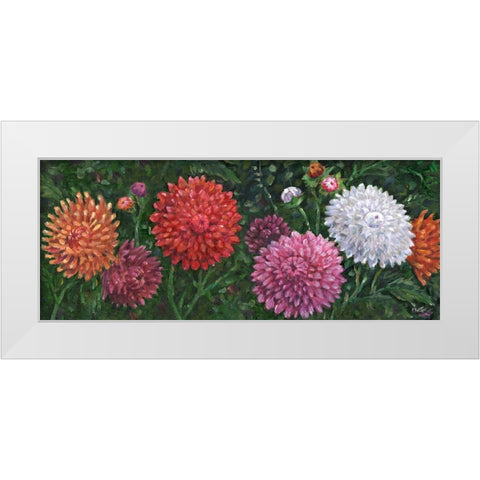 Impressions of Dahlias Horizontal III White Modern Wood Framed Art Print by Brent, Paul