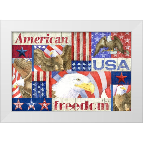 Patriotic Fragments Horizontal White Modern Wood Framed Art Print by Brent, Paul