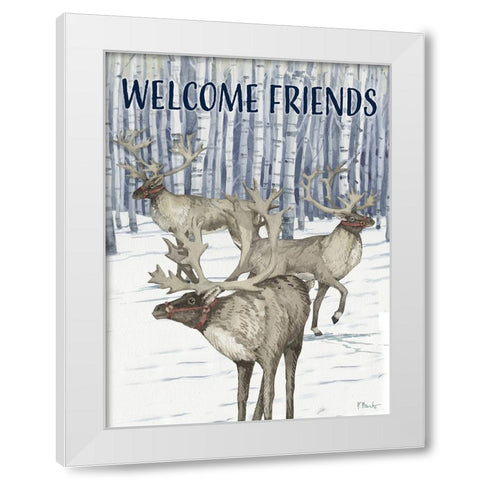 Birch Reindeer Vertical II White Modern Wood Framed Art Print by Brent, Paul