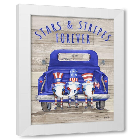 Patriotic Gnomes Truck - Wood White Modern Wood Framed Art Print by Brent, Paul