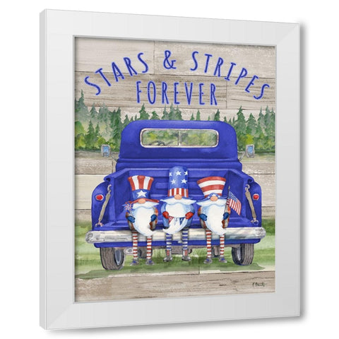 Patriotic Gnomes Truck - Blend White Modern Wood Framed Art Print by Brent, Paul