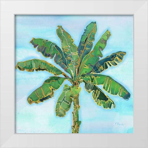 Hana Palm II - Blue White Modern Wood Framed Art Print by Brent, Paul