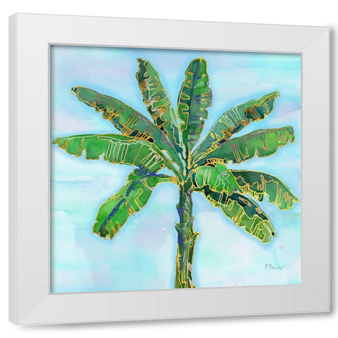 Hana Palm IV - Blue White Modern Wood Framed Art Print by Brent, Paul