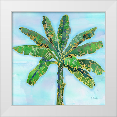 Hana Palm IV - Blue White Modern Wood Framed Art Print by Brent, Paul