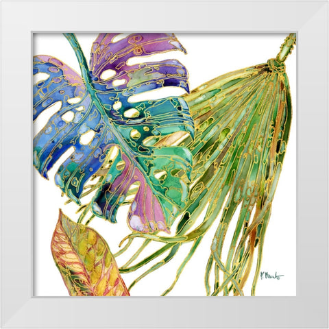 Spectrum Palm Fronds II White Modern Wood Framed Art Print by Brent, Paul