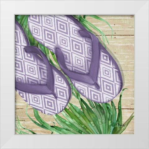 Frond Flip Flops I White Modern Wood Framed Art Print by Brent, Paul