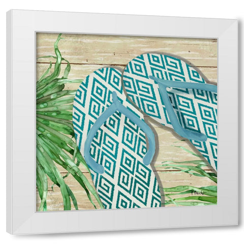 Frond Flip Flops IV White Modern Wood Framed Art Print by Brent, Paul