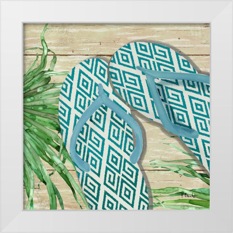 Frond Flip Flops IV White Modern Wood Framed Art Print by Brent, Paul