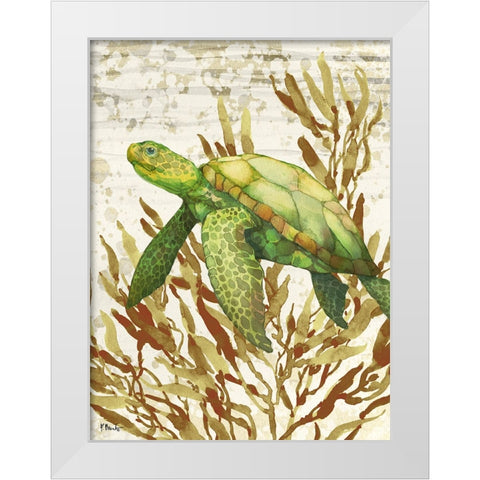 Calypso Turtles Vertical II White Modern Wood Framed Art Print by Brent, Paul