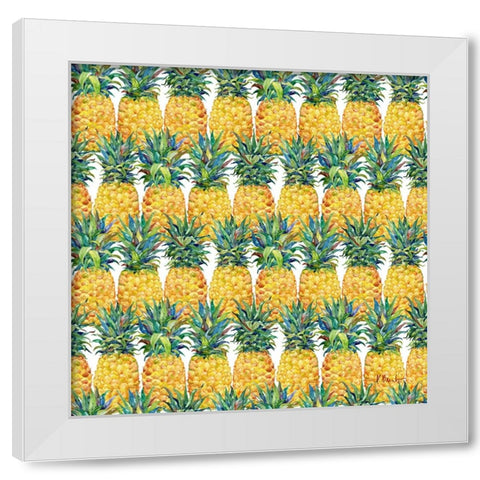 Kona Pineapple Repeat III White Modern Wood Framed Art Print by Brent, Paul