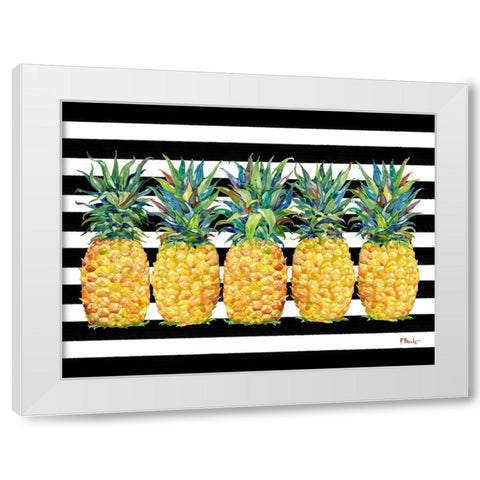 Kona Pineapple Horizontal - Black Stripe White Modern Wood Framed Art Print by Brent, Paul