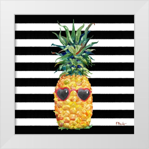 Cool Kona Pineapple I - Black Stripe White Modern Wood Framed Art Print by Brent, Paul