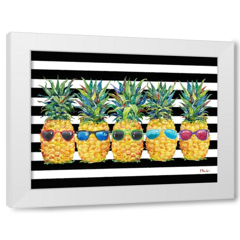 Cool Kona Pineapple Horizontal - Black Stripe White Modern Wood Framed Art Print by Brent, Paul