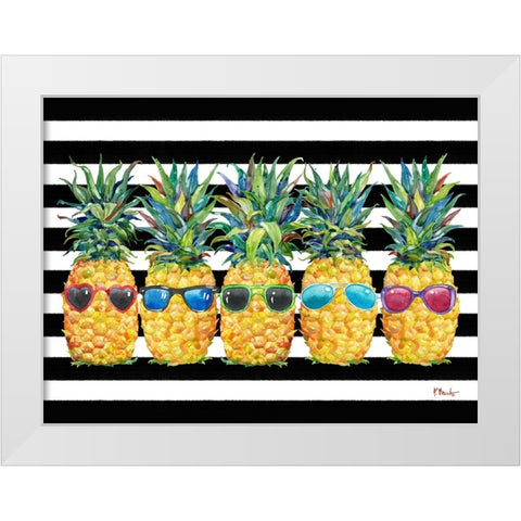 Cool Kona Pineapple Horizontal - Black Stripe White Modern Wood Framed Art Print by Brent, Paul