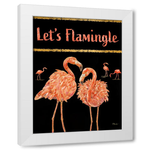 Martinique Flamingos Vertical - Black White Modern Wood Framed Art Print by Brent, Paul