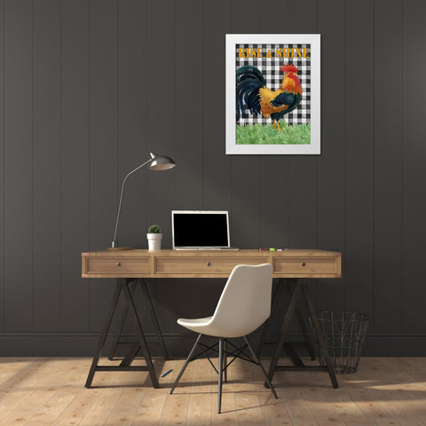Rising Rooster Vertical White Modern Wood Framed Art Print by Brent, Paul