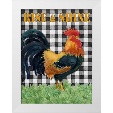 Rising Rooster Vertical White Modern Wood Framed Art Print by Brent, Paul