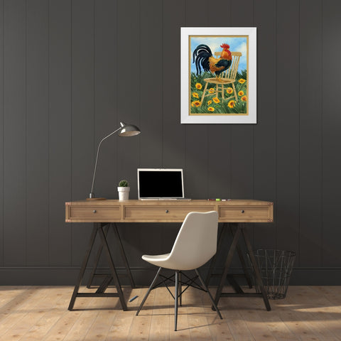 Field Rooster White Modern Wood Framed Art Print by Brent, Paul