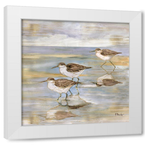Golden Sandpipers II White Modern Wood Framed Art Print by Brent, Paul