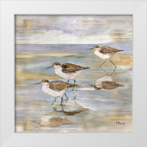 Golden Sandpipers II White Modern Wood Framed Art Print by Brent, Paul